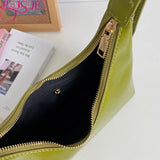 Small PU Leather Top-handle Handbag Green Clutch Purse