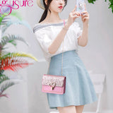 Heart Buckle Glitter Sequins Chain Crossbody Bag
