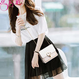 Heart Buckle Glitter Sequins Chain Crossbody Bag
