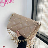 Quilted PU Leather Women Shoulder Bag Chain Purse Handbag Tote