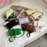 Woven PU Leather Waist Bag for Women Crossbody Shoulder Pouch