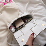 Woven PU Leather Waist Bag for Women Crossbody Shoulder Pouch