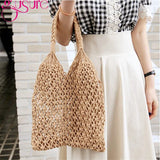 Hollow Beach Bag Women Totes Straw Knitting Shoulder Bags
