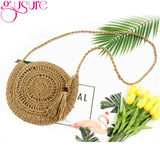 Rattan Hollow Woven Round Women Straw Crossbody Bag