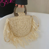 Rattan Knitting Women Straw Crossbody Bag Small Handbag for Summer Beach