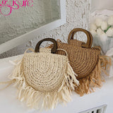 Rattan Knitting Women Straw Crossbody Bag Small Handbag for Summer Beach