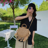 Rattan Knitting Women Straw Crossbody Bag Small Handbag for Summer Beach