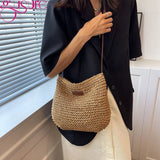 Rattan Women Straw Crossbody Bag Small Handbag Purse Summer Beach Shoulder Bags