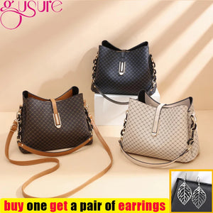 Retro Bucket Crossbody Bag Travel Purse Handbag Letter Print Shoulder