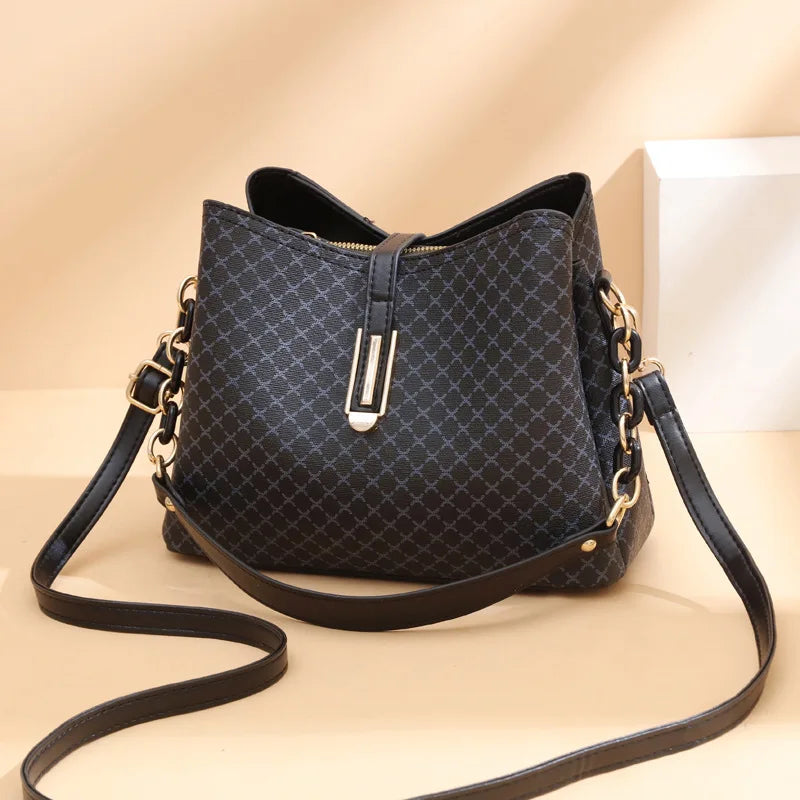 Retro Bucket Crossbody Bag Travel Purse Handbag Letter Print Shoulder