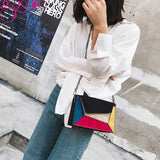 Retro Matte Patchwork Crossbody Bag Chain Strap Shoulder Bag Lady Small Flap