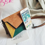 Retro Matte Patchwork Crossbody Bag Chain Strap Shoulder Bag Lady Small Flap