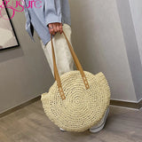 Round Woven Rattan Messenger Bag with Tassel