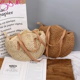 Round Woven Rattan Messenger Bag with Tassel