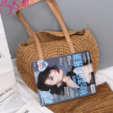 Round Woven Rattan Messenger Bag with Tassel