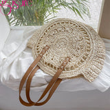 Summer Round Straw Rattan Bag Casual Woven Beach Totes Female Large Capacity