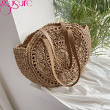 Summer Round Straw Rattan Bag Casual Woven Beach Totes Female Large Capacity