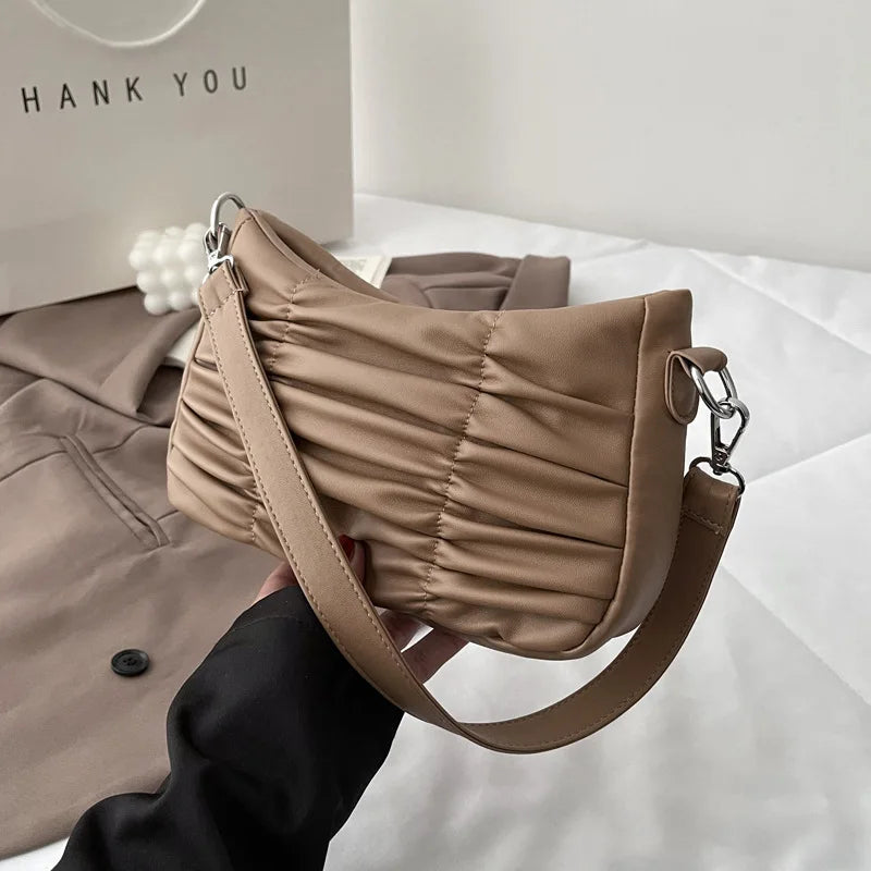 Summer Underarm Hobo Bag For Women PU Leather Small Handbag