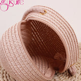 Woven Straw Crossbody Bag Round Rattan Beach Handbag