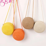 Woven Straw Crossbody Bag Round Rattan Beach Handbag