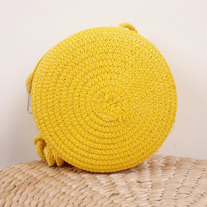 Woven Straw Crossbody Bag Round Rattan Beach Handbag