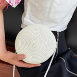 Woven Straw Crossbody Bag Round Rattan Beach Handbag