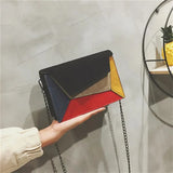 Vintage Patchwork Messenger Bag Chains Flap Crossbody Bag Scrub