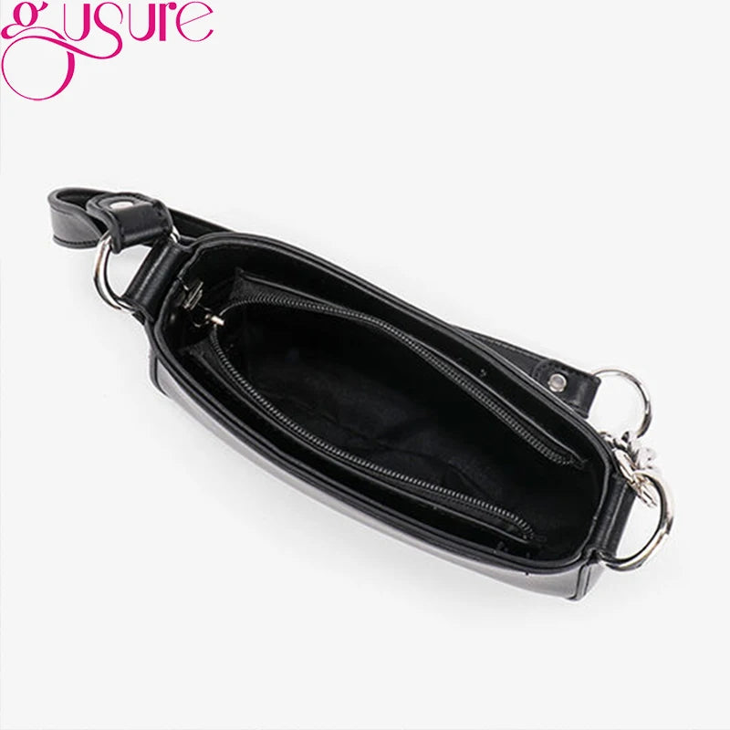 Vintage Solid Small PU Leather Shoulder Bags For Women