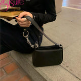 Vintage Solid Small PU Leather Shoulder Bags For Women