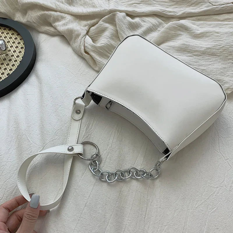 Vintage Solid Small PU Leather Shoulder Bags For Women