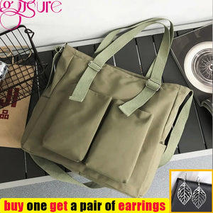 Waterproof Canvas Girl Shoulder Bucket Bag Crossbody Tote Purse