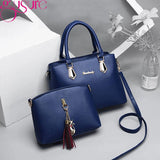 Women PU Leather Tassel Handbags Large Capacity Tote Crossbody Bags