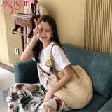 Women Rattan Shoulder Bag Wicker Straw Circular Woven Traveling Bag