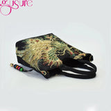 Embroidery Peacock Shoulder Bag Large Capacity Messenger