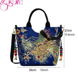Embroidery Peacock Shoulder Bag Large Capacity Messenger