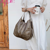 Vintage PU Leather Shoulder Bag Large Capacity Totes Women's Hobo Handbags