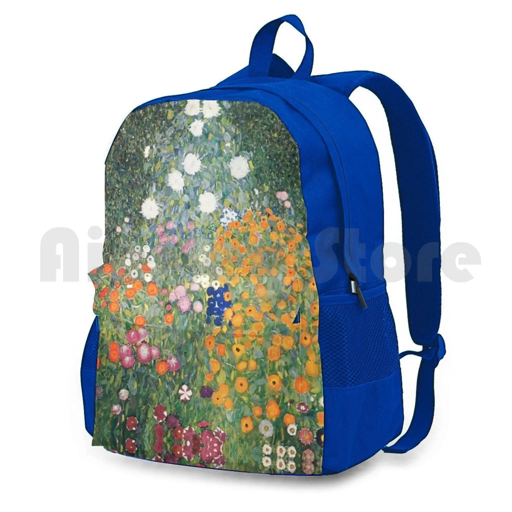 Gutav Klimt Flower Garden Painting Outdoor Hiking Backpack