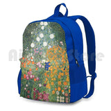 Gutav Klimt Flower Garden Painting Outdoor Hiking Backpack
