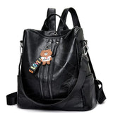 Summer Retro Women's Backpack Soft Leather School Bags for Teenage Girls
