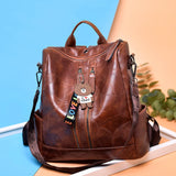 Summer Retro Women's Backpack Soft Leather School Bags for Teenage Girls