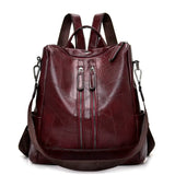 Summer Retro Women's Backpack Soft Leather School Bags for Teenage Girls