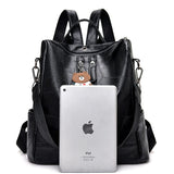 Summer Retro Women's Backpack Soft Leather School Bags for Teenage Girls