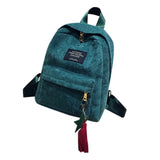 Corduroy Backpack Soft Fabric Female Pure Colour Student Bag School