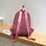 Corduroy Backpack Soft Fabric Female Pure Colour Student Bag School
