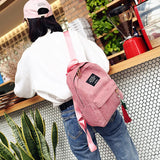 Corduroy Backpack Soft Fabric Female Pure Colour Student Bag School