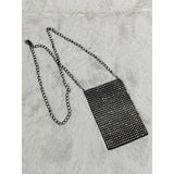 Women Crossbody Bag Solid Diamond Chain Mini Messenger Bag