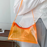 Neon Women's PVC Shoulder Bag Casual Transparent Zipper Y2K Sac A Main Femme