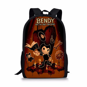 Bendy-Ink-Game Pattern School Backpack for Children