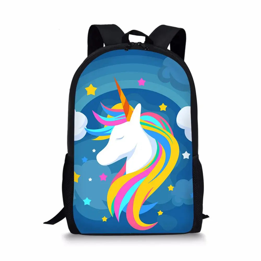 Colorful Unicorn Pattern Students School Bag Cartoon Teenagers Book-Bags