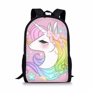 Colorful Unicorn Pattern Students School Bag Cartoon Teenagers Book-Bags